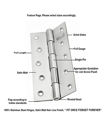 Butt hinges premium satin matt finish stainless steel door hinges heavy duty u.s.brand no.1