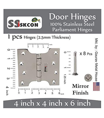 Stainless steel parliament hinges 4 inch x 4 inch x 6 inch Mirror polished with screws Nrp U.S.Standards